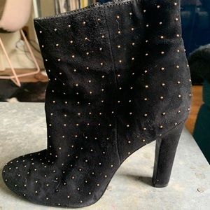 Black suede studded suede ankle boots by Joie